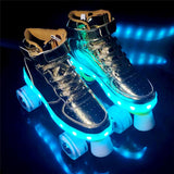 Led Rechargeable 7 Colorful Luminous 4 Wheel Roller Skates Patine Outdoor Men and Women Shoes
