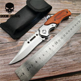 200mm 5CR15MOV Blade Quick Open Pocket Knives Tactical Survival Hunting Camping Pocket Knife with LED