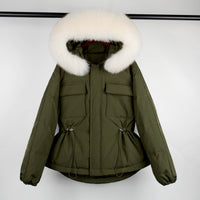 Fur Hooded Coat 90% Duck Down Jacket Women Short Female