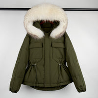 Fur Hooded Coat 90% Duck Down Jacket Women Short Female