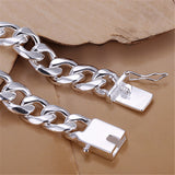 925 Sterling Silver 8mm Sideways Bracelet Chain For Men and Women