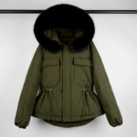 Fur Hooded Coat 90% Duck Down Jacket Women Short Female