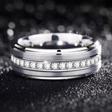 Newshe Men&#39;s Promise Wedding Band Tungsten Carbide Rings For Men Charm Eternity AAAAA Round Zircon Jewelry Size 7-13