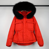 Fur Hooded Coat 90% Duck Down Jacket Women Short Female