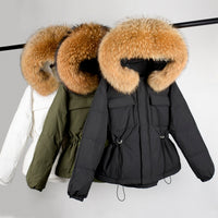 Fur Hooded Coat 90% Duck Down Jacket Women Short Female