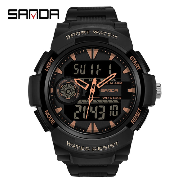 SANDA Watches For Men 50M Waterproof Clock Alarm