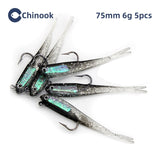 Chinook 5pcs Lure Soft Bait SoftFish Fork Tail with or without Hook Fluke Swimbaits Jerkbaits Silicone Fish Bait Fishing Tackle