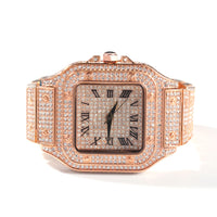 Hip Hop Full Iced Out Full Drill Men Square Watches Stainless Steel