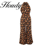 Female Wide-Leg Tropical Dress Sleeveless Elegant Tie Long Dress