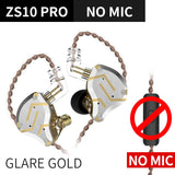 KZ ZS10 Pro Gold Earphones 4BA+1DD Hybrid 10 drivers HIFI Bass Earbuds In Ear Monitor Headphones Noise Cancelling Metal Headset