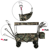 VEVOR 7In Wheel Folding Wagon Cart 220.5 Capacity W/ Adjustable Handle Pull Oxford Cloth Collapsible Outdoor Garden Trolley Cart