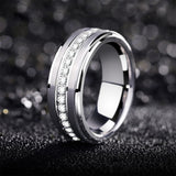 Newshe Men&#39;s Promise Wedding Band Tungsten Carbide Rings For Men Charm Eternity AAAAA Round Zircon Jewelry Size 7-13