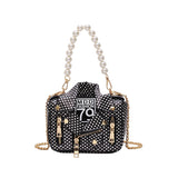 Dot Mini Jacket Bag Lady Shoulder Bag Pearl Handle Chain Crossbody Bags