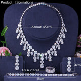 Dangle Drop Dubai Zircon Necklace Earrings Bracelet and Rings Bridal Jewelry Set