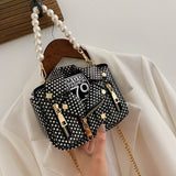 Dot Mini Jacket Bag Lady Shoulder Bag Pearl Handle Chain Crossbody Bags