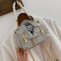 Dot Mini Jacket Bag Lady Shoulder Bag Pearl Handle Chain Crossbody Bags