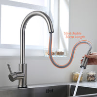 Pull Out Black Sensor Kitchen Faucets Stainless Steel Smart Induction Mixed Tap Touch Control Sink Tap