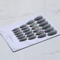 White Matte Pink Press On Nail Bling crystal Nail Art with Stickers 24pcs