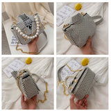 Dot Mini Jacket Bag Lady Shoulder Bag Pearl Handle Chain Crossbody Bags