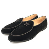 Men Leather Black Suede Loafers