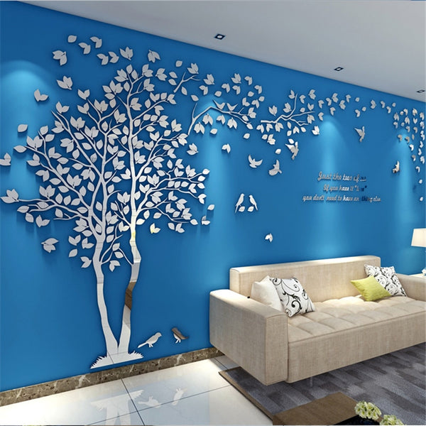 3D Tree Acrylic Mirror Wall Sticker Decals