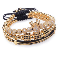 3pcs/Set Luxury Jewelry New Zircon Hip Hop Gold Color Bracelets