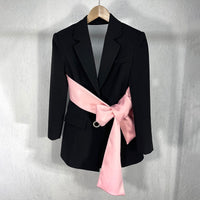 TWOTWINSTYLE Color block Casual Coat Notched Sleeve Patchwork Diamond Slim Female Blazer