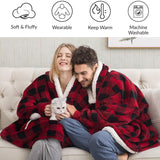 Winter Warm Fleece Wearable Hooded Blanket Fluffy TV Blanket Hoodie
