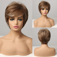 Short Ombre Black Ash Light Blonde White Synthetic Wigs With Bangs For Black Woman Afro