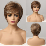 Short Ombre Black Ash Light Blonde White Synthetic Wigs With Bangs For Black Woman Afro