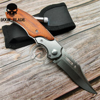 200mm 5CR15MOV Blade Quick Open Pocket Knives Tactical Survival Hunting Camping Pocket Knife with LED