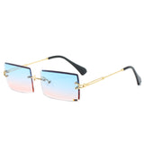 Rectangle Sunglasses Women Men Rimless Square