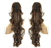 AZQUEEN Synthetic 20 Inch  Fiber Claw Clip Wavy Ponytail Extension Clip-In Hair Wig For Women