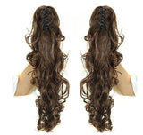 AZQUEEN Synthetic 20 Inch  Fiber Claw Clip Wavy Ponytail Extension Clip-In Hair Wig For Women