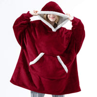 Winter Warm Fleece Wearable Hooded Blanket Fluffy TV Blanket Hoodie