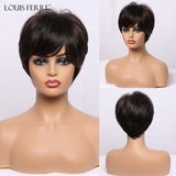 Short Ombre Black Ash Light Blonde White Synthetic Wigs With Bangs For Black Woman Afro