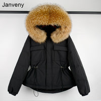 Fur Hooded Coat 90% Duck Down Jacket Women Short Female