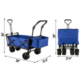 VEVOR 7In Wheel Folding Wagon Cart 220.5 Capacity W/ Adjustable Handle Pull Oxford Cloth Collapsible Outdoor Garden Trolley Cart