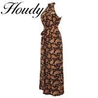 Female Wide-Leg Tropical Dress Sleeveless Elegant Tie Long Dress