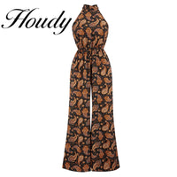 Female Wide-Leg Tropical Dress Sleeveless Elegant Tie Long Dress