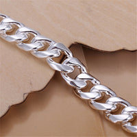 925 Sterling Silver 8mm Sideways Bracelet Chain For Men and Women