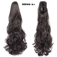 AZQUEEN Synthetic 20 Inch  Fiber Claw Clip Wavy Ponytail Extension Clip-In Hair Wig For Women