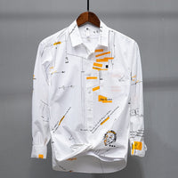 Men Print Pure Cotton Shirts Long Sleeve Button U