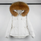 Fur Hooded Coat 90% Duck Down Jacket Women Short Female