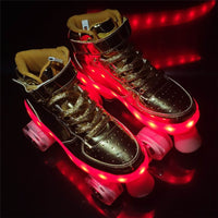 Led Rechargeable 7 Colorful Luminous 4 Wheel Roller Skates Patine Outdoor Men and Women Shoes