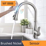 Pull Out Black Sensor Kitchen Faucets Stainless Steel Smart Induction Mixed Tap Touch Control Sink Tap