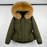 Fur Hooded Coat 90% Duck Down Jacket Women Short Female