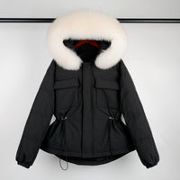 Fur Hooded Coat 90% Duck Down Jacket Women Short Female