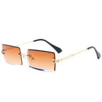 Rectangle Sunglasses Women Men Rimless Square