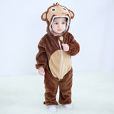 Boy Girls Pajamas Animal Cartoon Romper Hooded Pajama Lion Monkey Costumes Toddler Cosplay Clothes